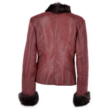 Short Toscana Biker Style Sheepskin Jacket Bordeaux: 8114
