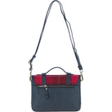 Ashwood Leather & Harris Tweed® Cloth Medium Satchel Bag with Twist Lock Navy/Pink: TW-34-06-NP