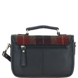 Ashwood Leather & Harris Tweed® Cloth Small Satchel Bag Black/Green/Red: TW-67-07-BR