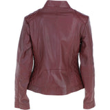 Leather Biker Style Jacket Burgundy : Awl-1201