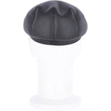 One Piece Sheepskin Leather Flat Cap Black: 04K
