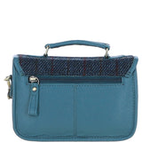 Ashwood Leather & Harris Tweed® Cloth Small Satchel Bag Teal/Navy: TW-67-16-TN