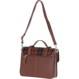 Ashwood Leather & Harris Tweed® Cloth Large Satchel Bag with Twist Lock Tan/Green/Red: TW-35-08-TR