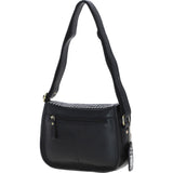 Elegant Ashwood Leather & Harris Tweed® Cloth Crossbody Bag Black/White: TW-27-012-BW