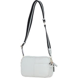 Compact Twin Zip Ashwood Leather Crossbody Bag White: X-35