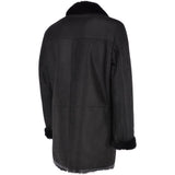 Luxury 4 Button Single Breasted Mink Collar and Sheepskin Coat Black: KE-224 MINK