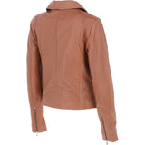 Ladies Leather Biker Jacket Tan: G-Celia22