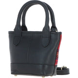 Ashwood Leather & Harris Tweed® Cloth Small Grab Bag Black/Red: TW-63-14-BR