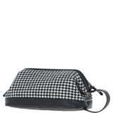 Ashwood Leather & Harris Tweed® Cloth Unisex Washbag Black/White: TW-40-12-BW