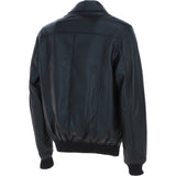 Men's Real Leather Bomber Jacket with Brando Collar Black: AWM-Pointer
