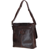 Leather Messenger Bag with Front Buckle Pockets Brown: TL-007