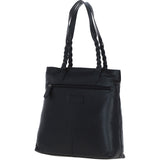 Black Leather Shoulder Bag with Polka Dot Print Pocket: ELA 1128