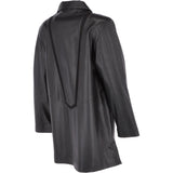 Womens Single Breasted Oversized Leather Coat Black/ani: IVONNE 2
