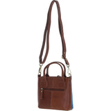 Ashwood Leather & Harris Tweed® Cloth Handbag with Removable Crossbody Strap Tan/LT Blue: TW-21-05-TB