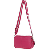 Compact Twin Zip Ashwood Leather Crossbody Bag Pink: X-35