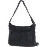 Vintage Woven Leather Shoulder Bag Black:  D-73