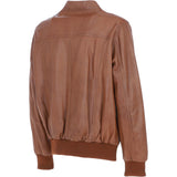 Men's Real Light Weight Leather Regular Fit Bomber Jacket Tan: G Bomber