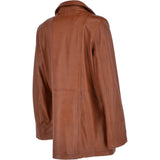 Womens Single Breasted Leather Coat Cognac/app: ESMARALDA