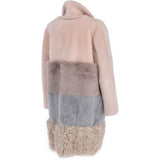 Womens Luxury Sheepskin Coat Baby Pink/multi: KB 634