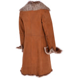 3/4 Length Toscana Suede Leather Coat Tan: KB 466