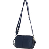 Compact Twin Zip Ashwood Leather Crossbody Bag Navy: X-35