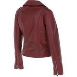 Exquisite Ashwood Leather Ladies Biker Jacket Burgundy: AWL-1881