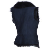 Toscana Suede Leather Biker Gilet Ombre Blue: KB 620