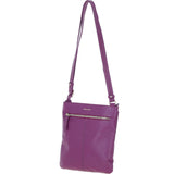 Ashwood Curve  Zip Top Leather Cross Body Bag Raspberry: 64640/curve