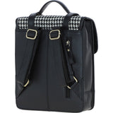Ashwood Leather & Harris Tweed® Cloth Medium Backpack with Twist Lock Black/White: TW-37-012-BW