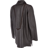 Women's Single Breasted Oversized Leather Coat Brown/ani: IVONNE 2