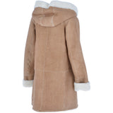 Ladies Hooded Sheepskin Coat Tan: KB 999