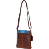 Ashwood Leather & Harris Tweed® Cloth Twist Lock Crossbody Bag Tan/LT Blue: TW-31-05-TB