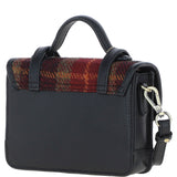 Ashwood Leather & Harris Tweed® Cloth Mini Satchel Bag with Twist Lock Brown/Red: TW-32-07-BR