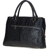 Three Section A4 Croc Print Leather Work Bag Black: A4 Work Bag