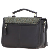 Ashwood Leather & Harris Tweed® Cloth Satchel Bag Brown/Green: TW-68-09-BG