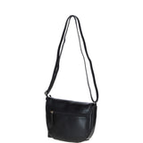 Leather Flap-Over Crossbody Bag Black: Violet