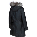 Stylish Ashwood Leather Ladies Three Quarter Jacket Black Fur: Emilia
