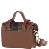 Ashwood Leather & Harris Tweed® Cloth Micro Satchel Bag with Twist Lock Tan/Green/Red:TW-36-08-TR