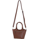 Leather Shoulder Bag with Detachable Crossbody Strap 2 Tone Tan: 64739