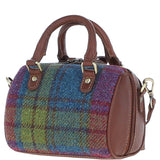 Ashwood Leather & Harris Tweed® Cloth Small Barrel Bag Tan/Purple: TW-61-13-TP