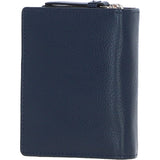 Ashwood Leather RFID Secure Wallet/Purse with Zip and Stud Closure Navy: X-30