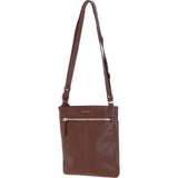 Genuine Leather Crossbody x Shoulder Bag with Golden Accents 2 Tone Tan: 64239