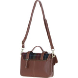 Ashwood Leather & Harris Tweed® Cloth Medium Satchel Bag with Twist Lock Tan/Green/Red: TW-34-08-TR