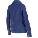 Ashwood Ladies Leather Longline Biker Jacket Ink Blue: LONG LINE BIKER