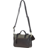 Ashwood Leather & Harris Tweed® Cloth Small Satchel Bag with Twist Lock Brown/Green: TW-33-09-BG