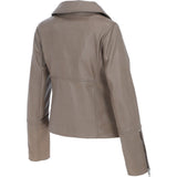 Ladies Veg Tanned Leather Biker Jacket Biscuit: AWL-80