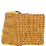 Vintage Woven Leather 7 Card Purse Yellow:  D-82