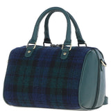 Ashwood Leather & Harris Tweed® Cloth Medium Barrel Bag Green/Watch: TW-62-18-GW