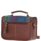 Ashwood Leather & Harris Tweed® Cloth Small Satchel Bag Tan/Purple: TW-67-13-TP