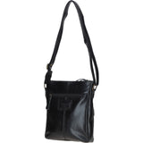 Compact Leather Messenger Bag with Front Buckle Pocket Black: TL-005